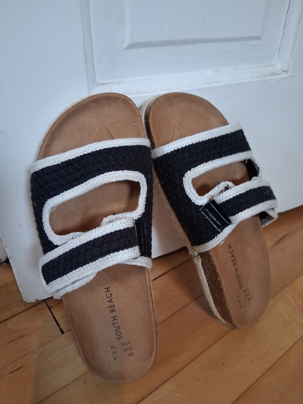 South Beach Black & White Slide Sandals